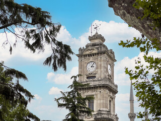 Fototapeta na wymiar Istanbul Turkey Dolmabahce Clock Tower and its architecture