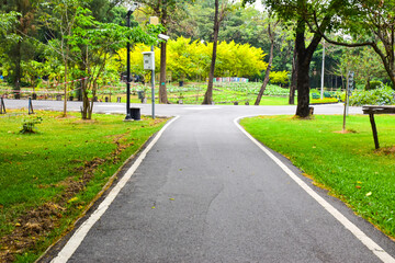 Track bike ride in garden city Bangkok Thailand 