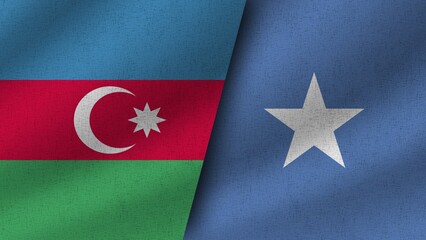 Somalia and Austria Realistic Two Flags Together, 3D Illustration