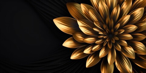 beautiful abstract black and gold luxury pencil drawing floral design background banner copy space minimalism