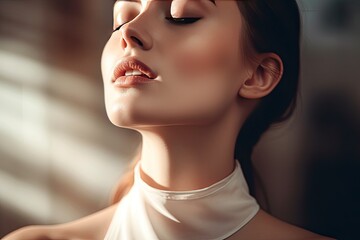 close up of face of a woman skin care advertising