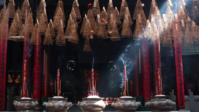 Ho Chi Minh, Vietnam - July 7, 2023 : The Thien Hau Temple (Vietnamese: Chùa Bà Thiên Hậu) on Nguyễn Trãi Street in the Cholon ("Chinatown") of District 5 in Ho Chi Minh City, Vietnam.