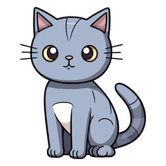 Fototapeta premium Charming Russian Blue Cat in a Delightful 2D Illustration with Endearing Appea