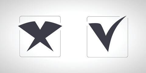 Check mark box with approval and rejection icon.