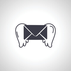 envelope with wings icon. flying mail icon
