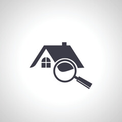 property search logo. house with magnifying glass icon