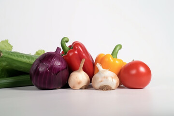 vegetables on white background