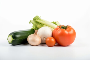 vegetables on white background