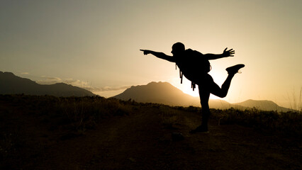 dynamic and energetic mountaineer setting a route