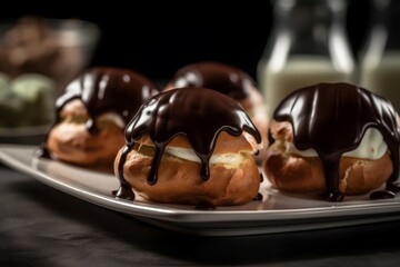 Puffs chocolate dessert diet. Generate Ai - obrazy, fototapety, plakaty