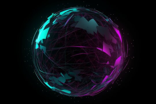Purple abstract globe figures. Generate Ai