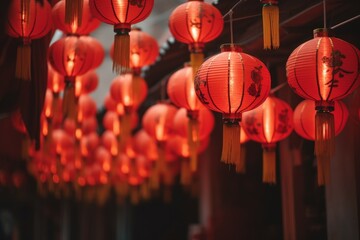 Red chinese lantern. Generate Ai