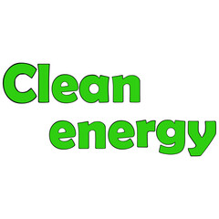 Clean energy text clipart vector flat design on transparent background, global warming concept isolated clipping path element