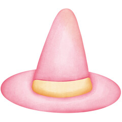 Single Pink Halloween hat witch illustration