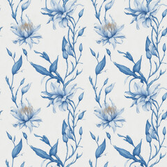 Fototapeta premium seamless pattern with flowers. Abstract blue lilies on a gray background. Generative AI