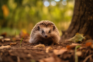 Naklejka premium Hedgehogs in nature, national geography, Wide life animals. AI Generated.