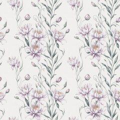 seamless pattern with flowers. Abstract pink lilies on a gray background. Generative AI