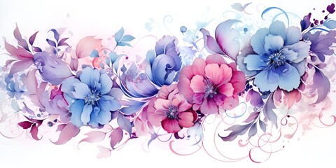Obraz na płótnie Canvas Watercolor of floral design white background.
