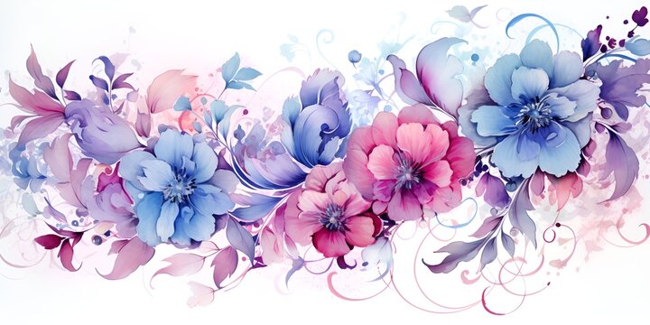 Watercolor of floral design white background.