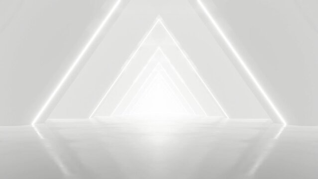 3d rendering of white abstract sci-fi tunnel, Futuristic spaceship corridor. Loop animation.