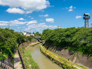 掛川城前の緑橋から見た逆川