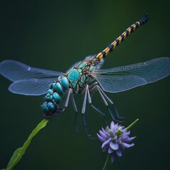 blue dragonfly on a branch