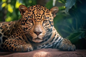 Fototapeta premium Jaguar in nature, national geography, Wide life animals. AI Generated.