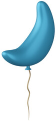 3D object blue inflatable crescent shaped balloon on a transparent background