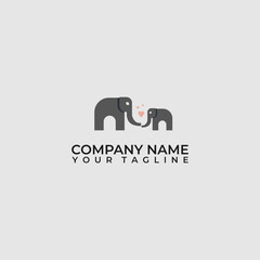 Elephant mother logo with loving baby elephant.