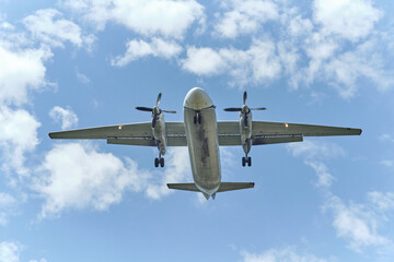 Silver plane in the sky