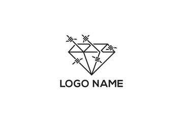Fototapeta premium Creative logo design depicting a diamond made from barbwire, designated for the fashion or apparel industry.