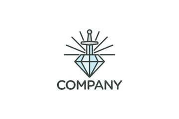Creative logo design depicting a diamond and a sword, designated for the fashion or apparel industry.
