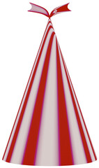 3D birthday party hat in different colors on a transparent background