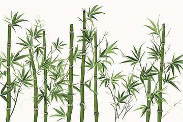 Fototapeta na wymiar Hand-drawn cartoon Bamboo flat art Illustrations in minimalist vector style