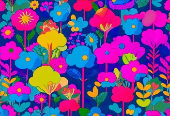 Fototapeta na wymiar Seamless pattern with colorful flowers. Vector illustration for your design 
