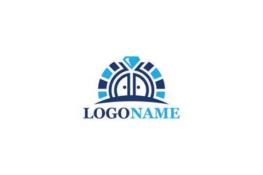 Creative logo design depicting a gate with a diamond- Logo Design Template	
