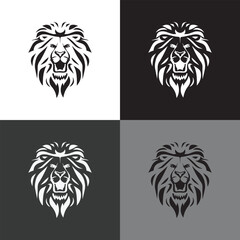Logo of lion king face, vector icon silhouette design, Black and White