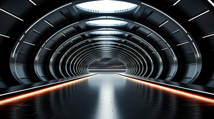 Dark Futuristic Garage: A Sleek Showroom Tunnel