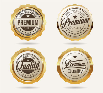 Premium Quality Golden labels retro vintage design vector collection