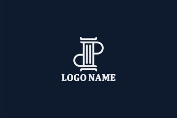Creative logo design depicting a stone pillar designated to the legal or coporate world. 