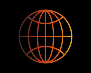 Globe icon vector line art design.