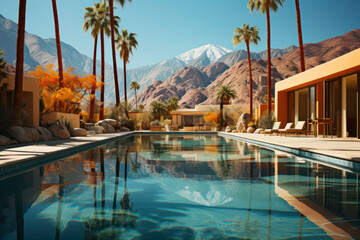Poolside in Palm Springs, California, Generative AI
