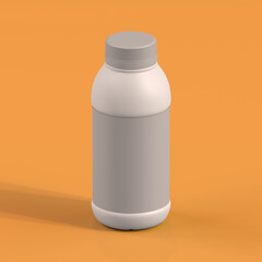 Monochrome Bottle on Orange Background, 3d Rendering