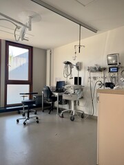 patient examination room with equipment, emergency room, renowned clinic in Ibbenbueren, germany