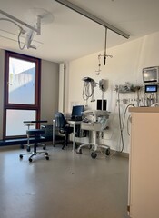 patient examination room with equipment, emergency room, renowned clinic in Ibbenbueren, germany