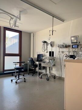 Patient Examination Room With Equipment, Emergency Room, Renowned Clinic In Ibbenbueren, Germany