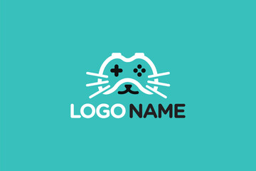 Creative logo design depicting a seal shaped like a controller, designated for the gaming industry.	