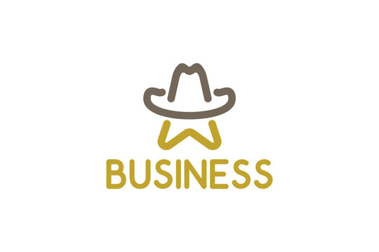 Creative logo design depicting a hat shaped like a star, designated to the fashion or apparel industry.	