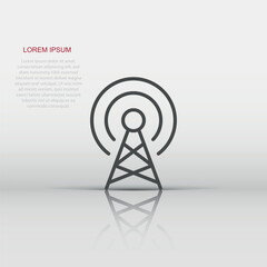 Antenna tower icon in flat style. Broadcasting vector illustration on white isolated background. Wifi business concept.