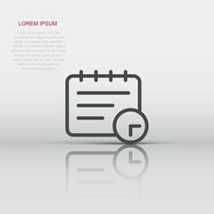 Calendar icon in flat style. Agenda vector illustration on white isolated background. Schedule planner business concept.